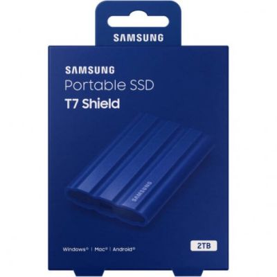 Ổ CỨNG GẮN NGOÀI SSD SAMSUNG T7 PORTABLE SHIELD 2TB 2.5 INCH USB 3.2 XANH (ĐỌC 1050MB/S - GHI 1000MB/S)-(MU-PE2T0R/WW)