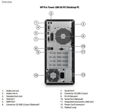 PC HP Tower 280 G9 I5 13500, 8G, 512, Win 11 Home (8U8B3PA)