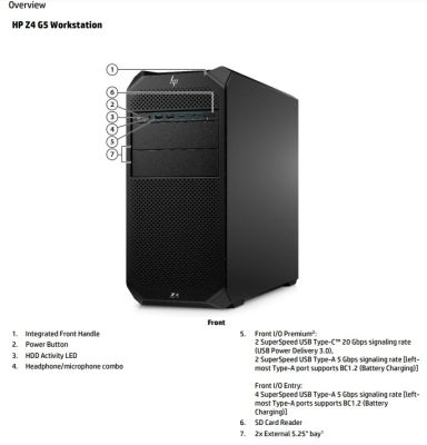 Workstation HP Z4 Tower G5 W3-2435,32G, 512Gb, Linux (57K36AV)